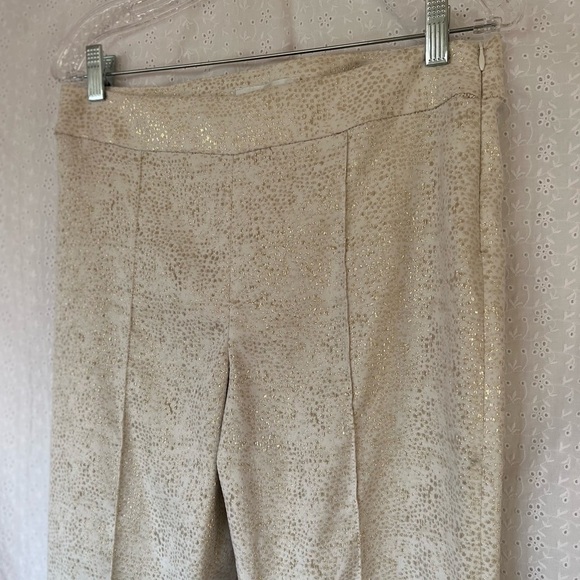 St. John Cream and Gold Metallic Emma Trouser Pants size 8 - Picture 3 of 6